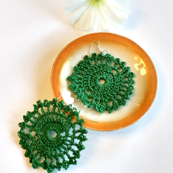 💚Lace earrings lightweight Handmade Boho Handmade - Picture 2 of 2